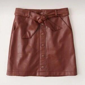 Abercrombie & Fitch Brown Vegan Faux Leather Mini Skirt Sz. Medium NWOT